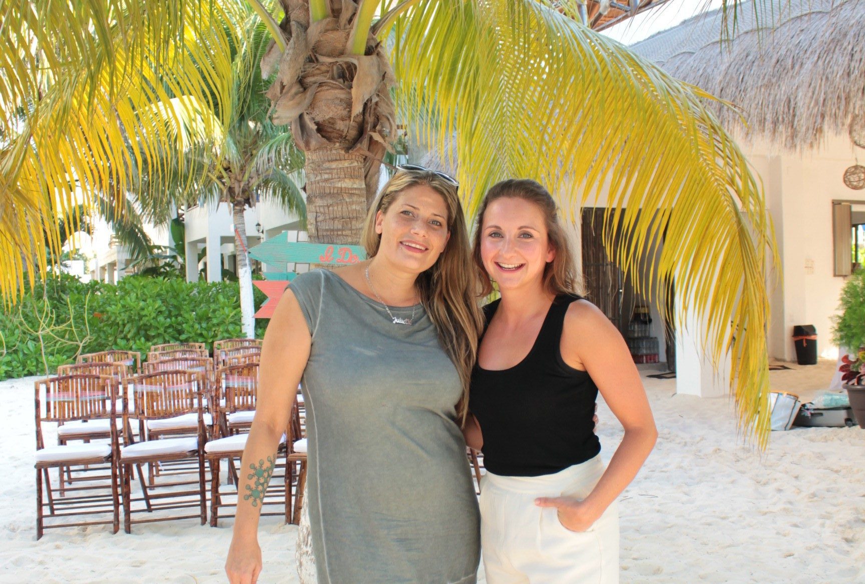 Juliette and me infront of the wedding venue in Playa Norte